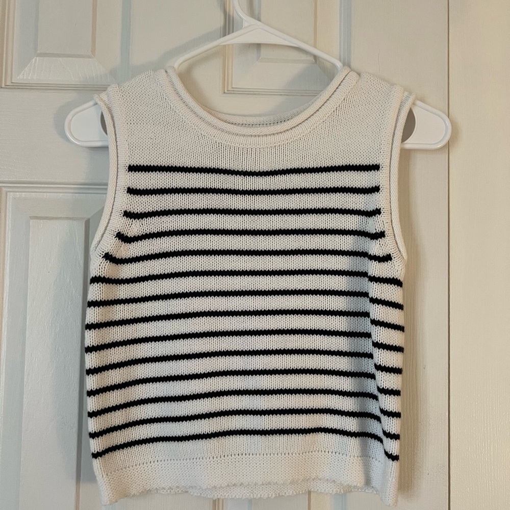 moon & madison White and Black Striped Knit Tank Top
